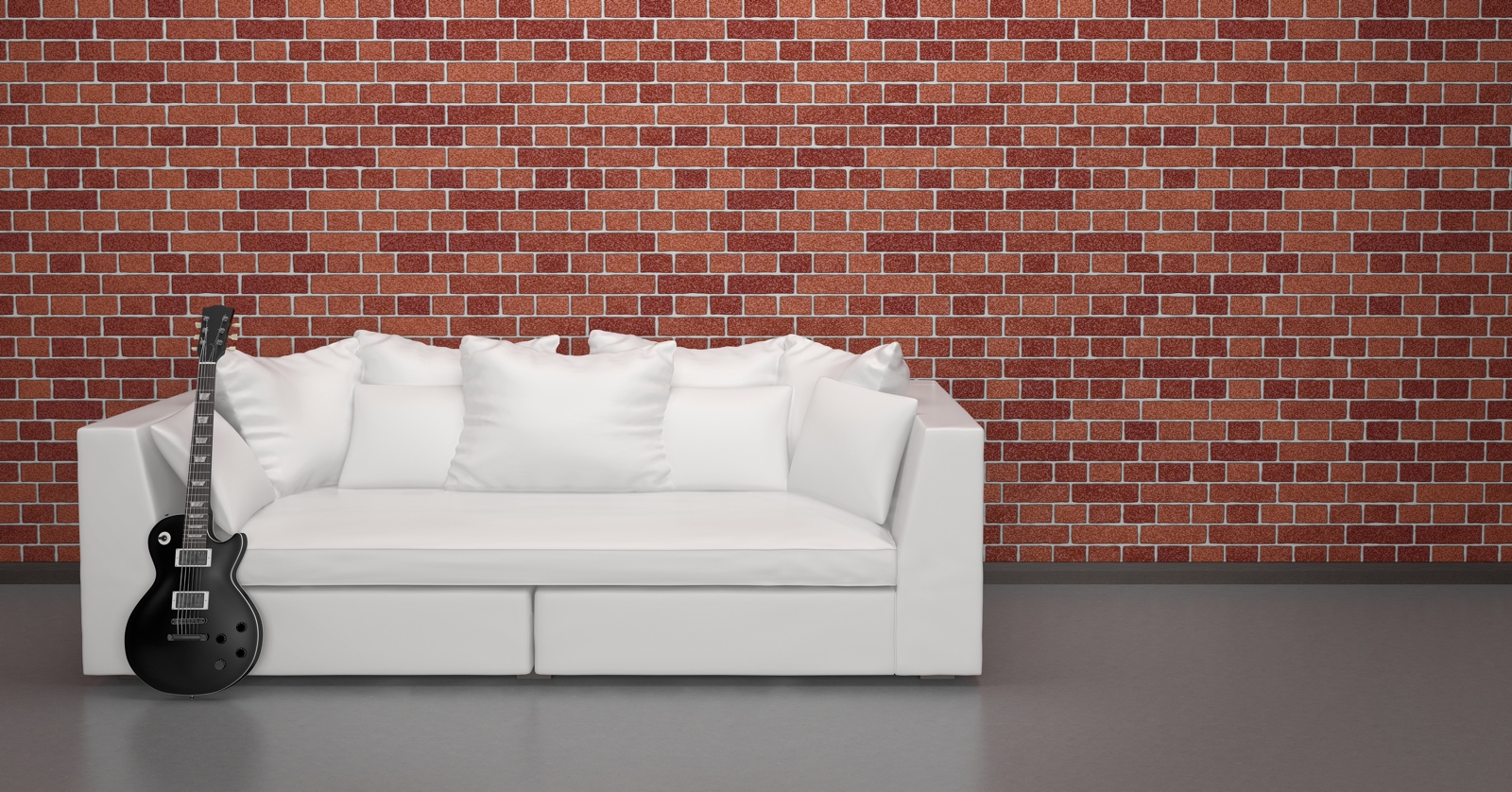 Кирпичная стена кожаный диван